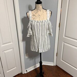 Vince Camuto Womens Large Off Shoulder Blouse Flowy Casual Top